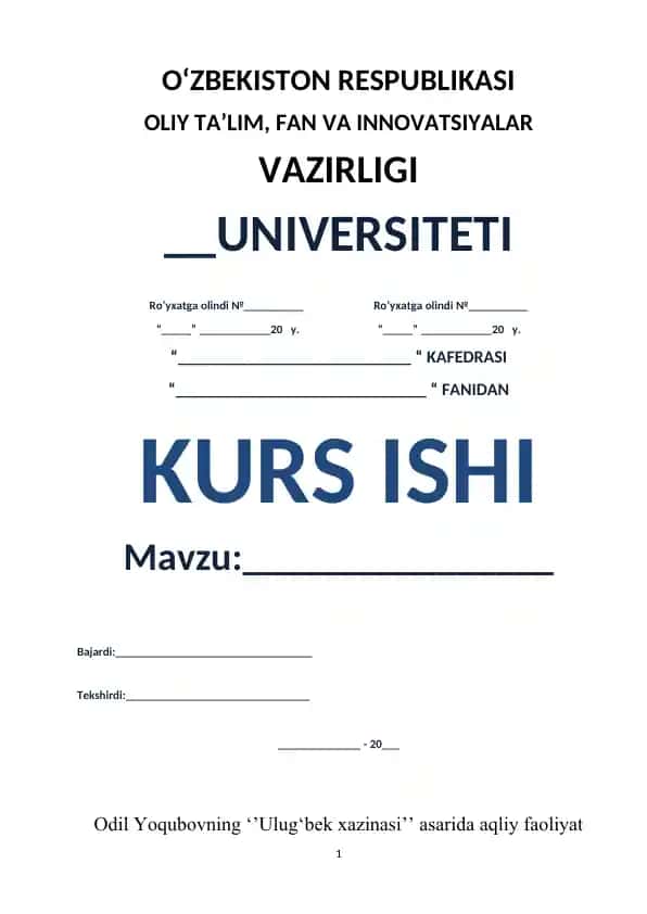 Odil Yoqubovning "Ulug‘bek xazinasi" asarida aqliy faoliyat fe’llarining qo‘llanishi