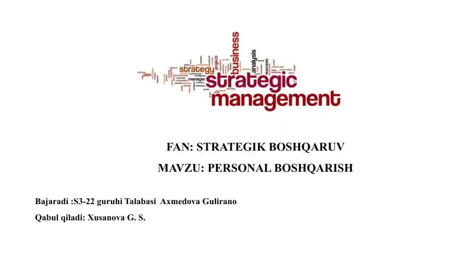 PERSONAL BOSHQARISH