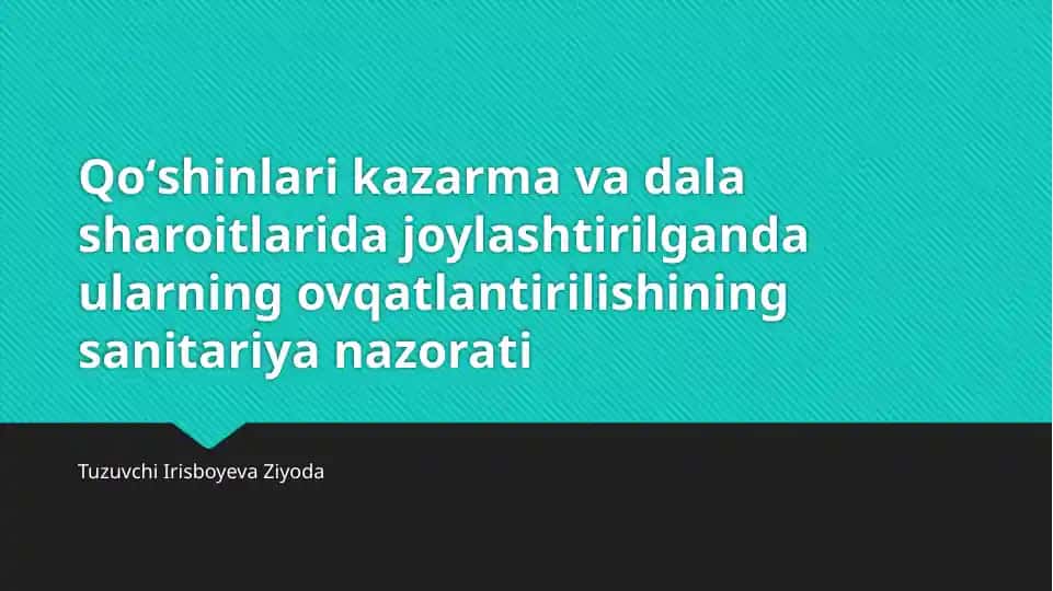 Ovqatlanish sanitariya nazorati