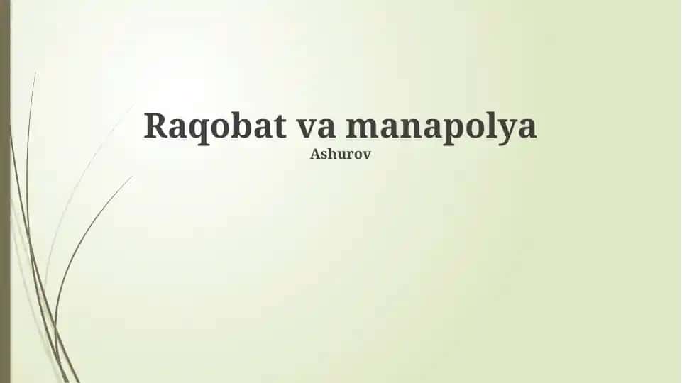 Raqobat va manapolya