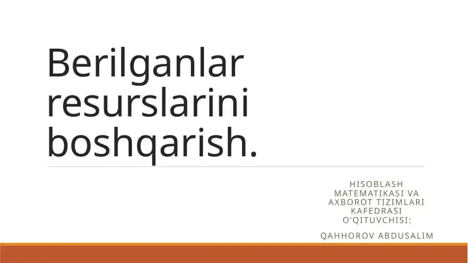 Berilganlar resurslarini boshqarish