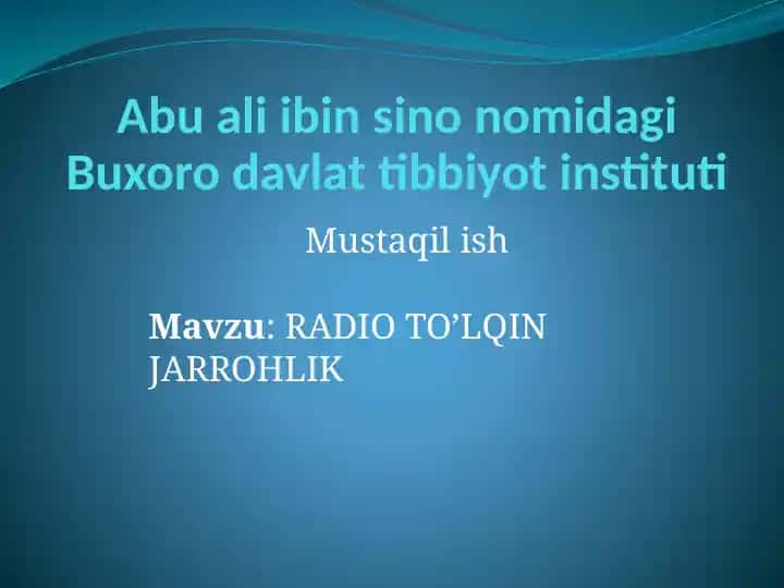Abuali ibn Sina nomidagi Buxoro davlat Tibbiyot Instituti