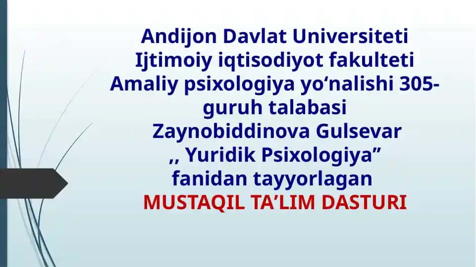 MUSTAQIL TAʼLIM DASTURI
