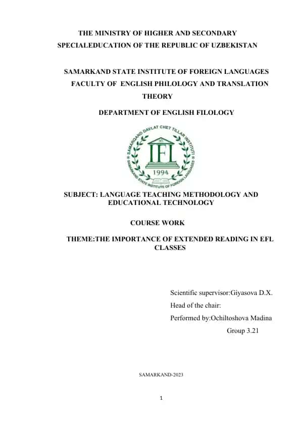 The Importance of Extended Reading in EFL Classes