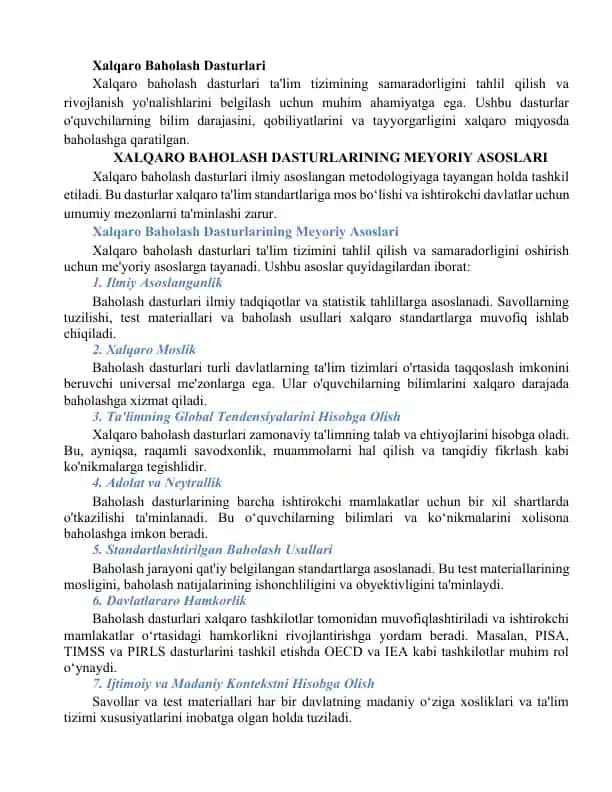 Xalqaro Baholash Dasturlari
