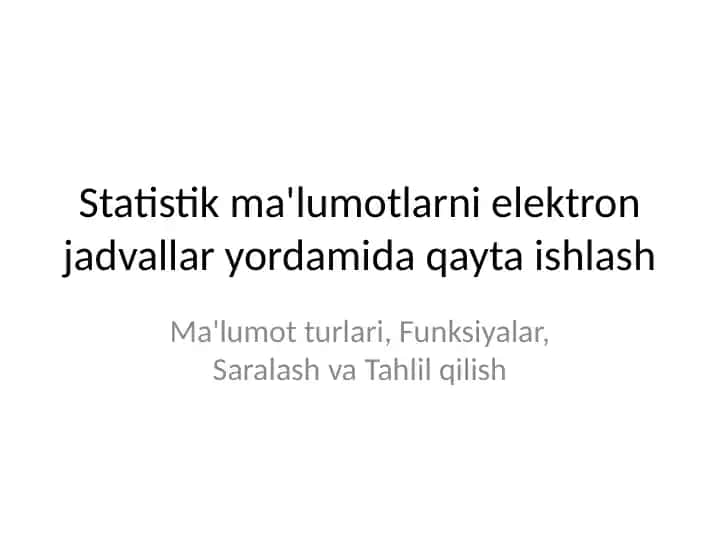 Statistik ma'lumotlar tahlili