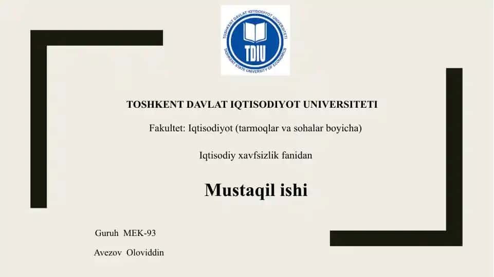 Iqtisodiy xavfsizlik indikatorlari
