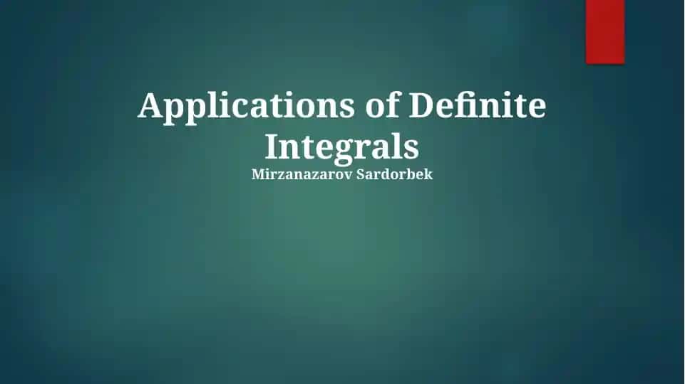 Applications of Definite Integrals
