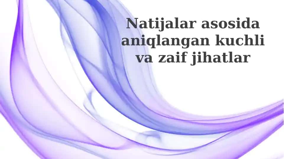 Natijalarasosidaaniqlangankuchlivazaifjihatlar