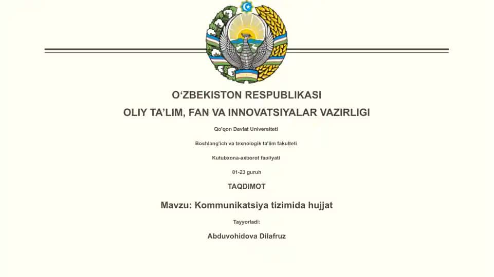 Kommunikatsiya tizimida hujjat
