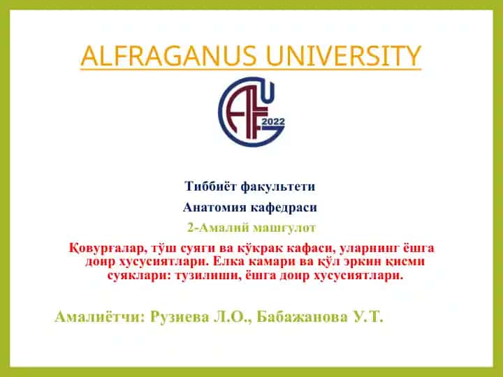 Tўsh suyagi, қovurғalar, kўkrak qafasi anatomiyasi