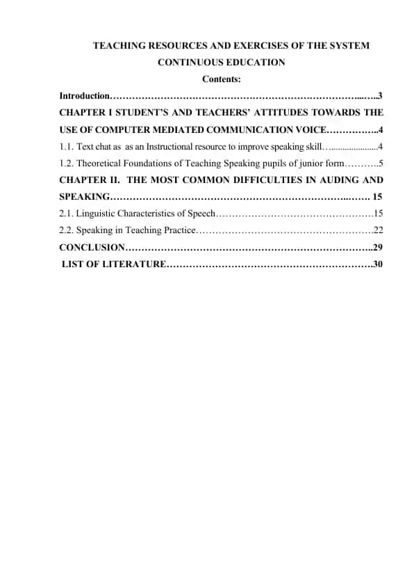 Method of Teaching Speech