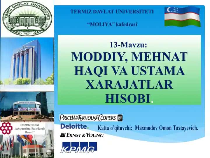 MODDIY, MEHNAT HAQI VA USTAMA XARAJATLAR HISOBI