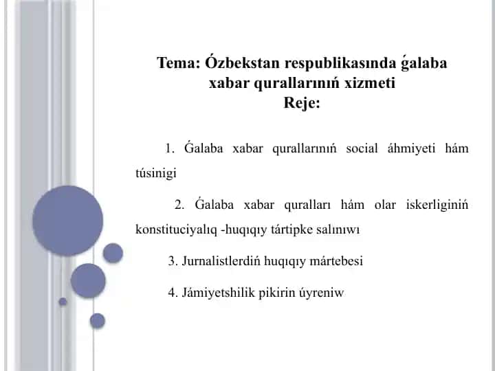 Ózbekstan respublikasında ǵalaba xabar qurallarınıń xizmeti.pptx