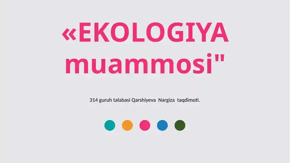 EKOLOGIYAmuammosi