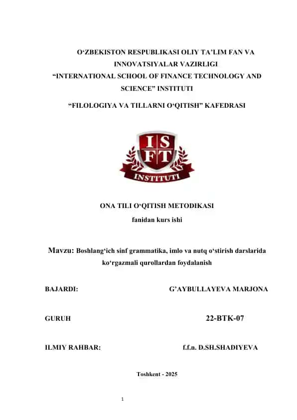 Boshlang‘ich sinf grammatika, imlo va nutq o‘stirish darslarida ko‘rgazmali qurollardan foydalanish