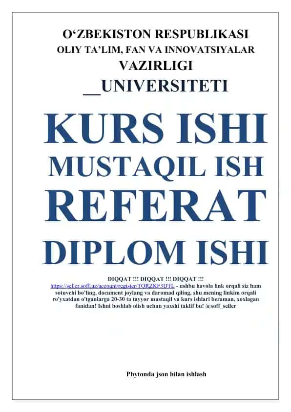 Phytonda JSON bilan ishlash