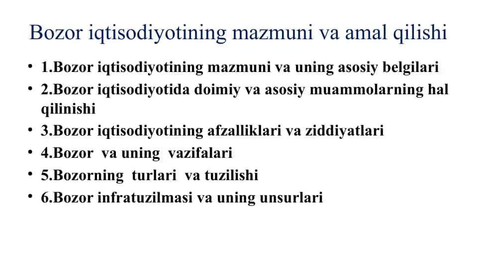 Bozoriqtisodiyotining mazmuni va amaliy qilishi