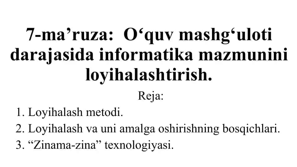 Informatika loyihalash metodlari