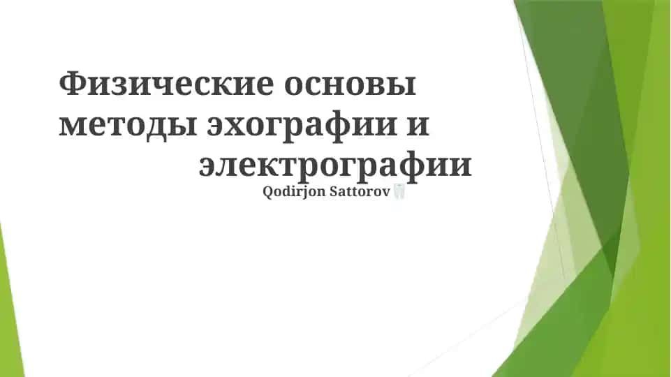 Физические основы методы эхографии и электрографии