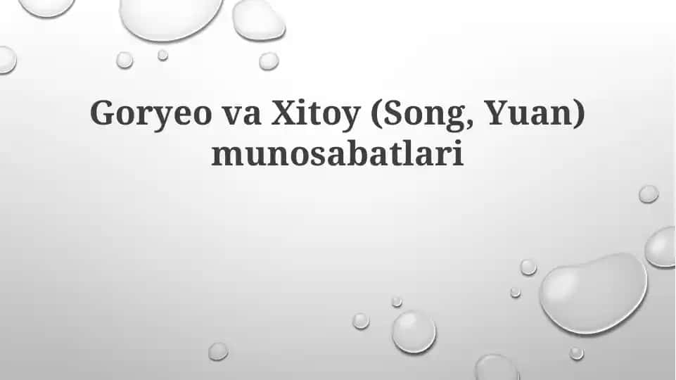 GoryeovaXitoy(Song, Yuan)munosabatlari