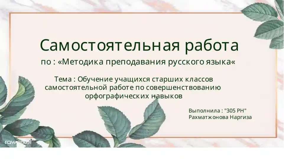 Методика преподавания русского языка