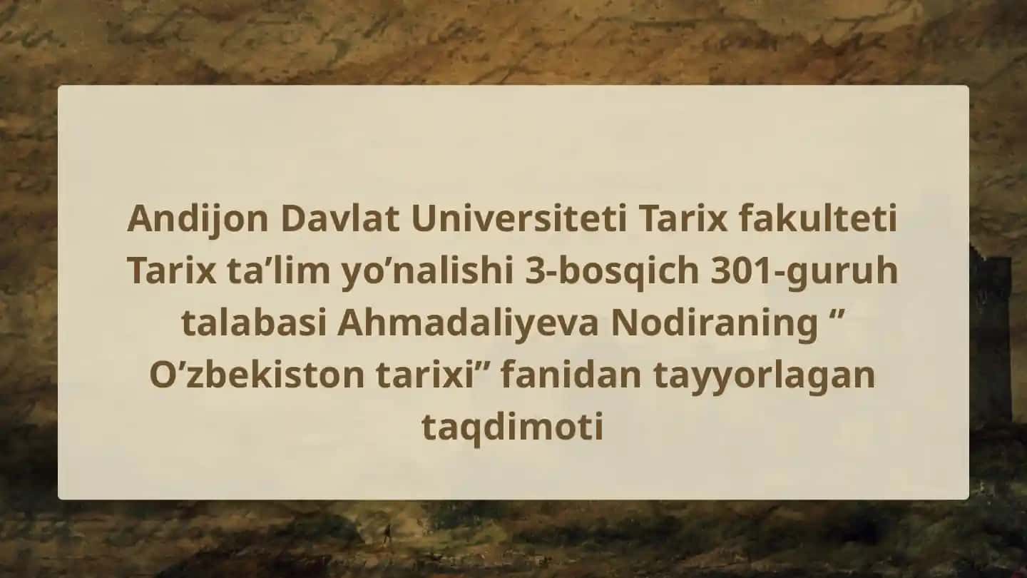 O’zbekiston tarixi