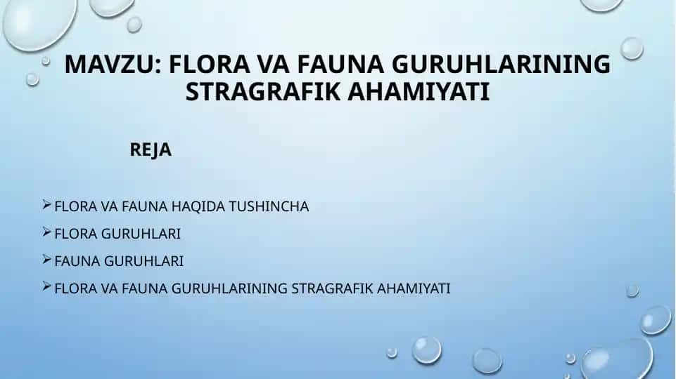 FLORA VA FAUNA GURUHLARINING STRAGRAFIK AHAMIYATI