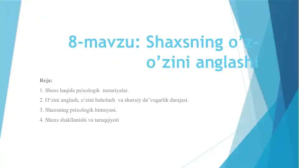 Shaxsning o’z-o’zinianglashi