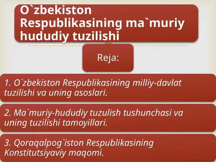 O`zbekiston Respublikasining ma`muriy hududiy tuzilishi