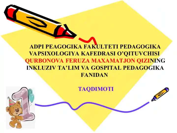 Gospital Pedagogika – Inklyuziyani Ajralmas Qismi Sifatida