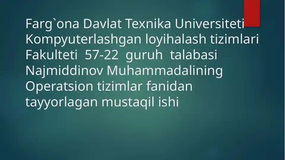 Mobil operatsion tizimlar bo'yicha doimiy kurs