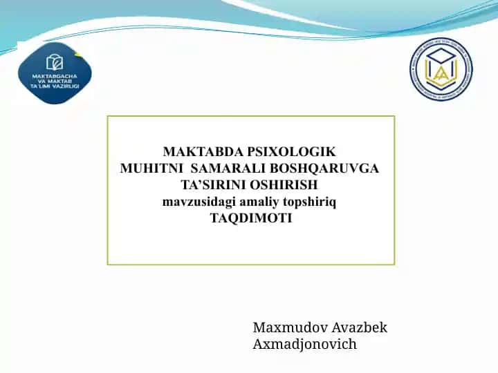 Psixologik muhitni samarali boshqarish