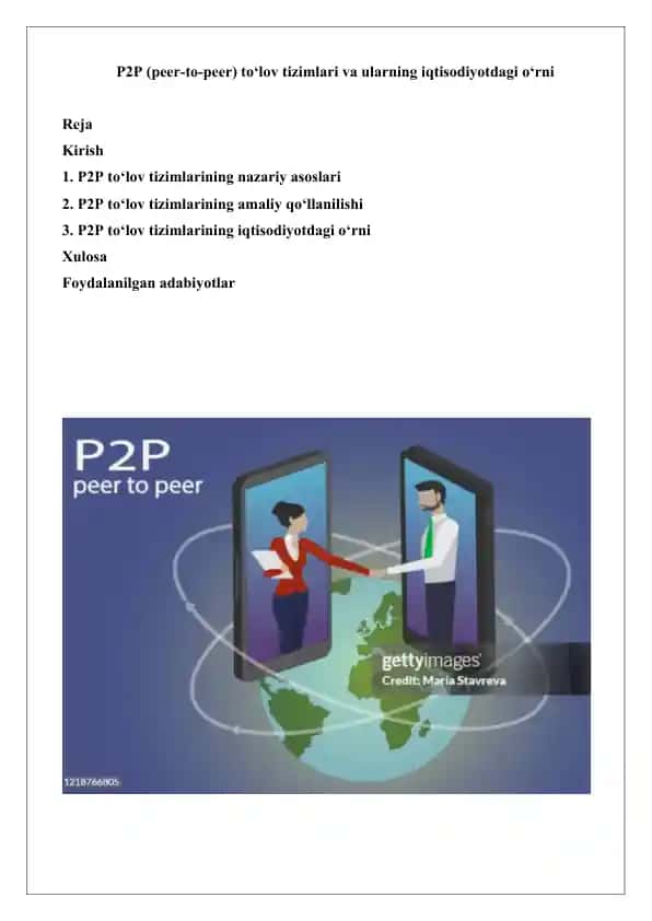 P2P to‘lov tizimlarining nazariy asoslari