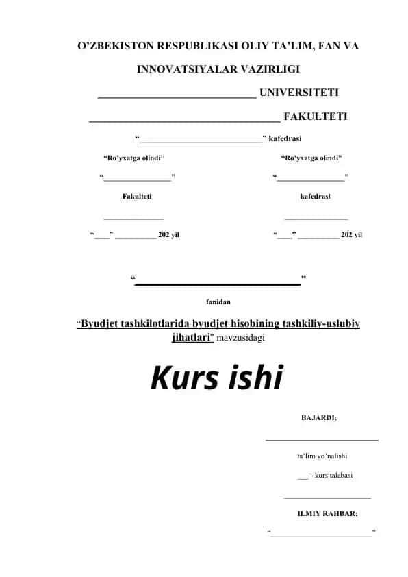 Byudjet tashkilotlarida byudjet hisobining tashkiliy-uslubiy jihatlari