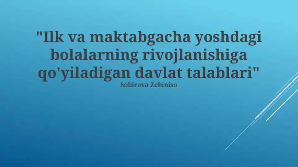 Davlat standartlari va o'quv dasturlari