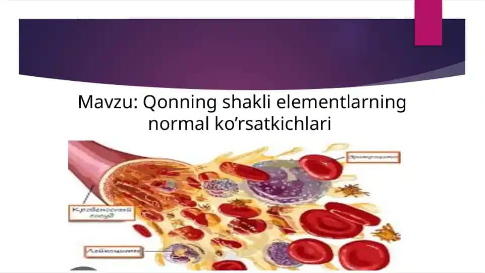 Qonning shakli elementlarning normal ko’rsatkichlari