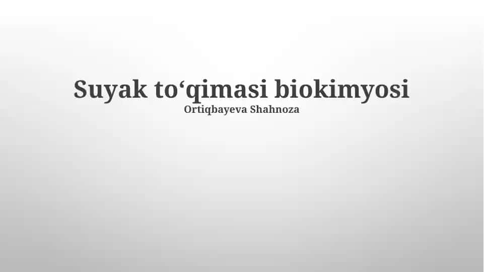 Suyak to‘qimasi biokimyosi