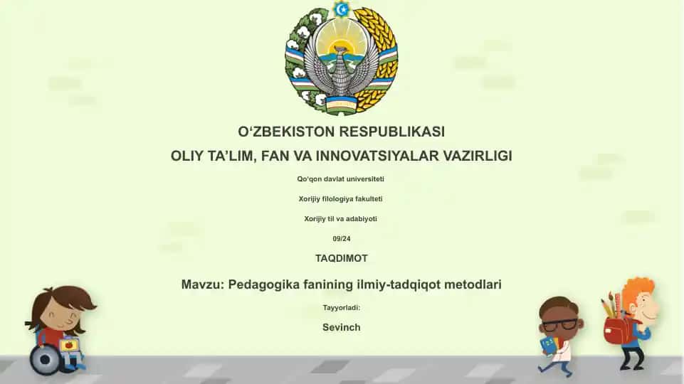 Pedagogika fanining ilmiy-tadqiqot metodlari