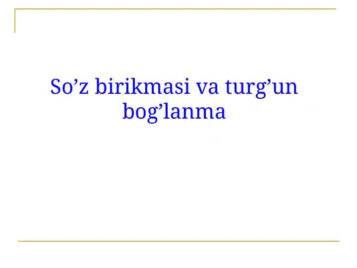 SO’Z BIRIKMASI VA TURG’UN BOG’LANMA