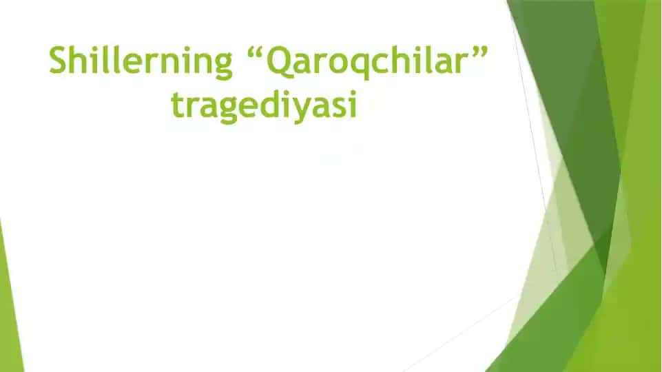 Shillerning "Qaroqchilar" tragediyasi