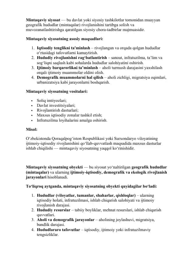 Mintaqaviy siyosat