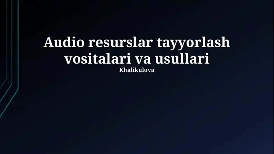 Ovoz Resurslarini Tayyorlashda Dasturlar