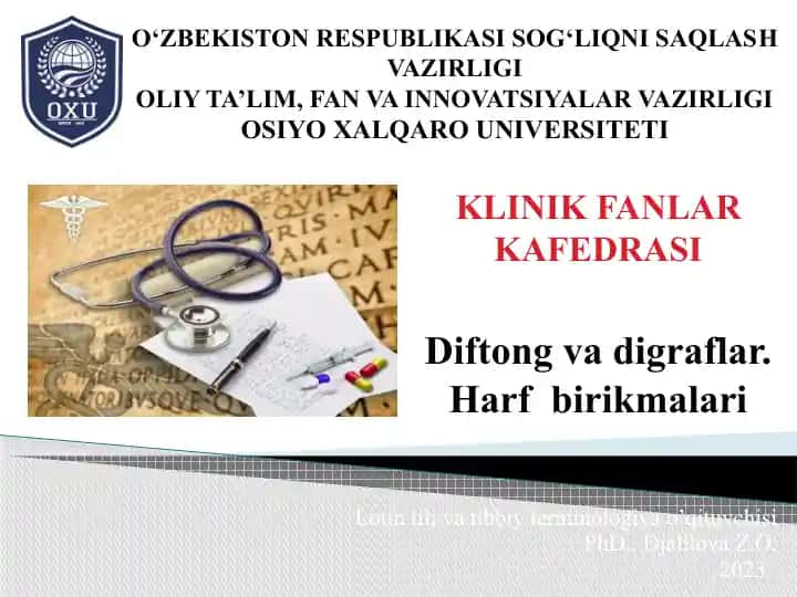 Lotin tilida tibbiy terminologiya o'qituvchisi