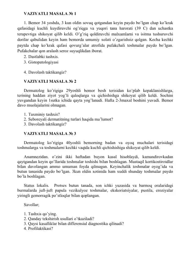 Dermatologik kasalliklar