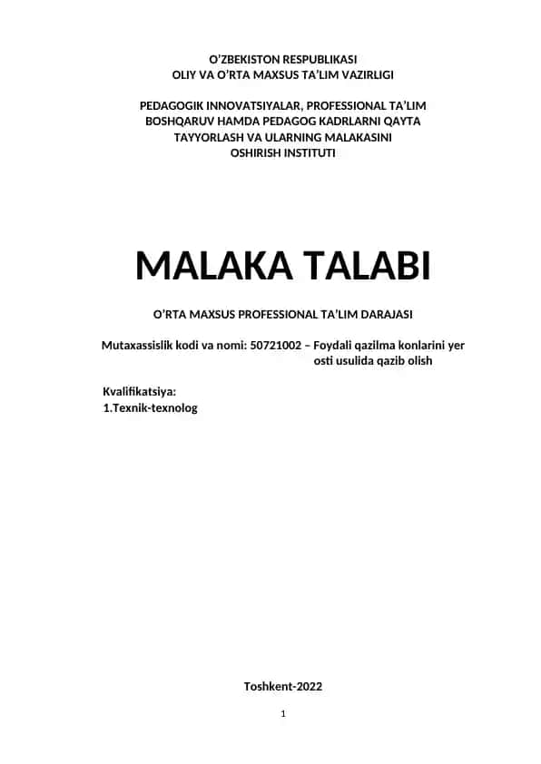 Foydali qazilma konlarini yer osti usulida qazib olish