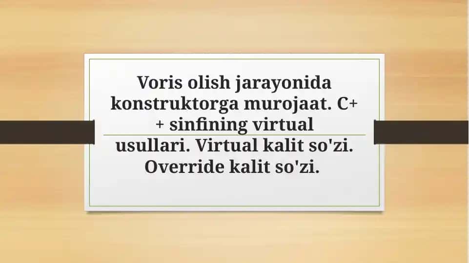 Vorisolish jarayonida konstruktor gamurojaat