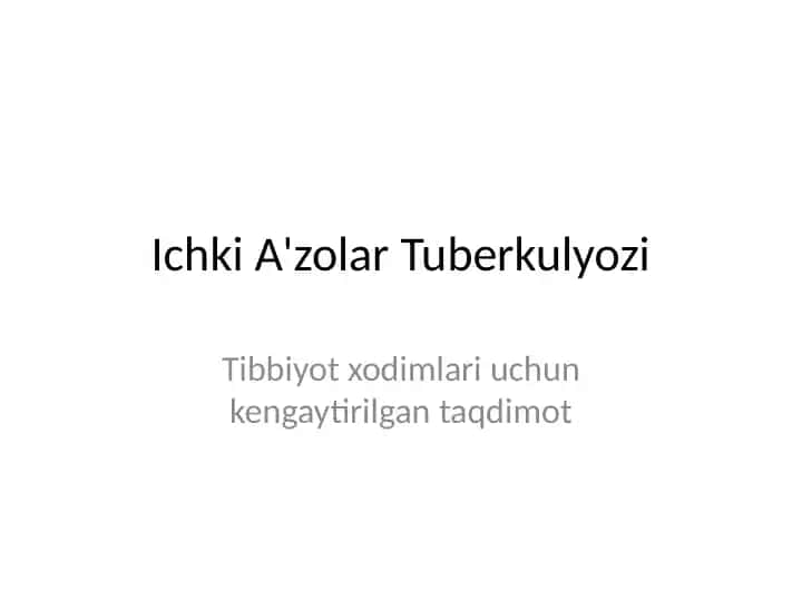 Ichki A'zolar Tuberkulyozi