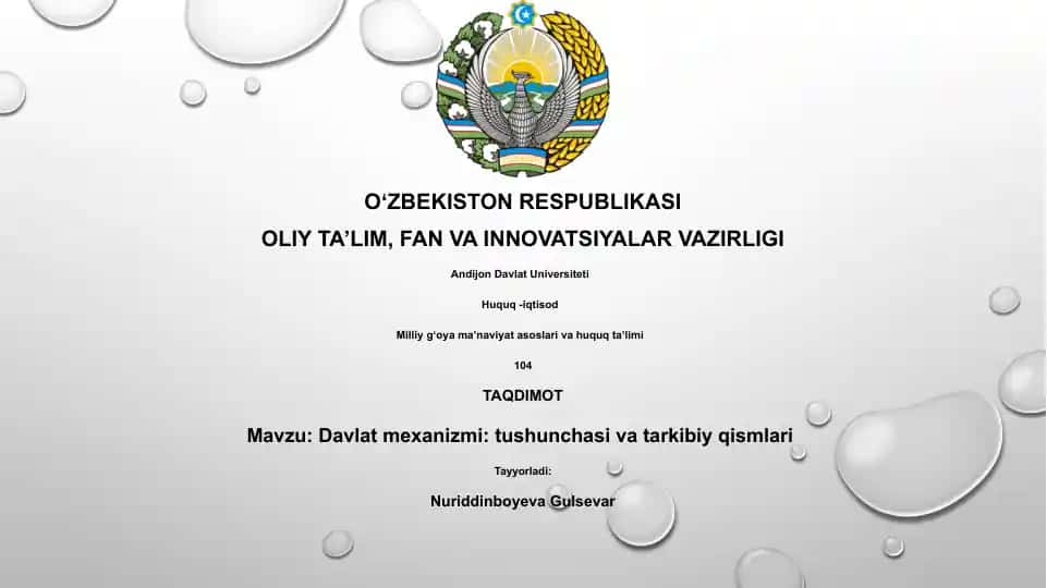 Davlat mexanizmi: tushunchasi va tarkibiy qismlari