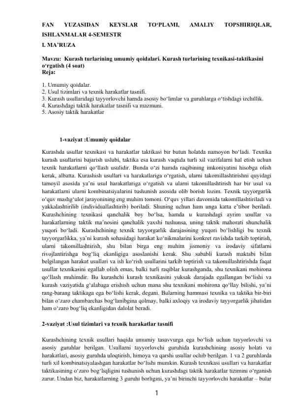 FAN YUZASIDAN KEYSLAR TO‘PLAMI, AMALIY TOPSHIRIQLAR, ISHLANMALAR 4-SEMESTR